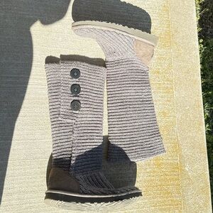Ugg Gray Knit Button Boots